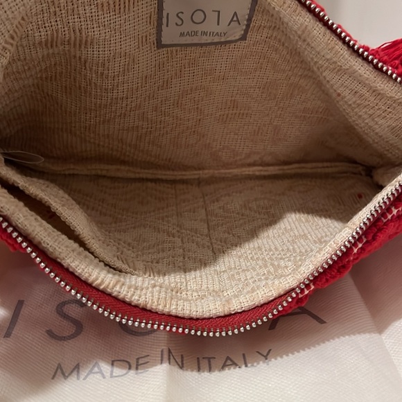 Club Monaco ISOLA Woven Fabric Clutch Red $175 - Picture 5 of 13